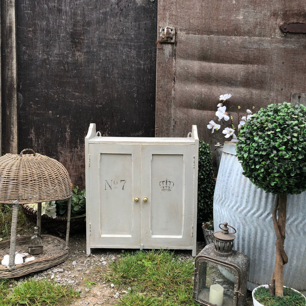 Charming Rustic Vintage Grey Hand Painted Small Country Farmhouse Wall