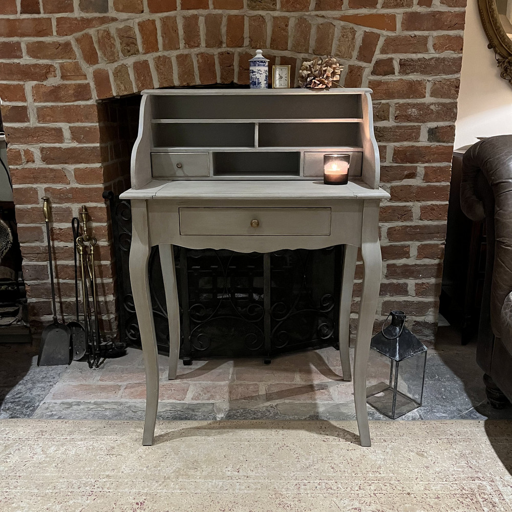 Grey Hand Painted French Country Style Desk Dressing Table With Pull