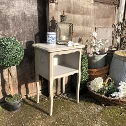 Adorable Grey Hand Painted Vintage French Country Chic Bedside Table / Side Table
