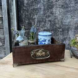 Antique Upcycled Single Old Wood Display Table Drawer On Feet With Unique Handle