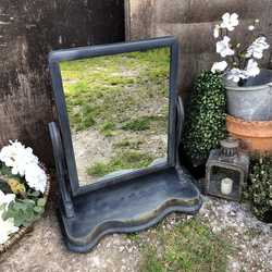 Boho Style Blue Hand Painted Antique Victorian Country Farmhouse Adjustable Swing Mirror