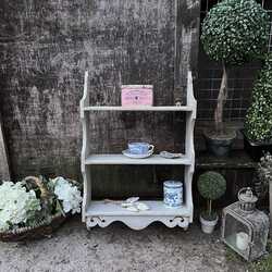 Country Style Decorative Grey Hand Painted Wall Mounted 3 Tier Wall Storage Unit