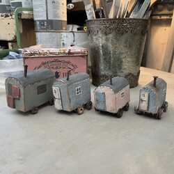 Cute Rustic Handmade Hand Painted Miniature Wooden Shepherds Huts