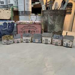 Cute Rustic Handmade Pastel Hand Painted Small Wooden Cottages