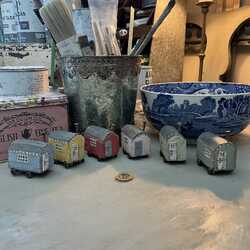 Cute Rustic Handmade Pastel Hand Painted Small Wooden Shepherds Huts