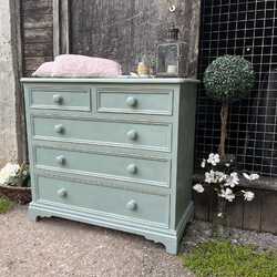 Duck Egg Blue Hand Painted Vintage Country Farmhouse Style Chest of Drawers