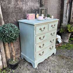 Duck Egg Blue Painted Classic Vintage Country Style Chest of Drawers / Bedside Table