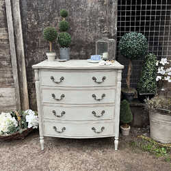French Country Style Grey Hand Painted Vintage Chest Of Drawers / Bedside Table