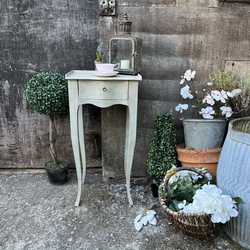 Gorgeous Grey Hand Painted French Country Vintage Slim Bedside Table / Side Table