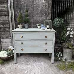 Gorgeous Grey Hand Painted Vintage Gustavian Country Chest Of Drawers Basin base