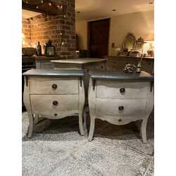 Gorgeous Pair of French Bombe / Gustavian Style Bedside Tables / Chest of Drawers