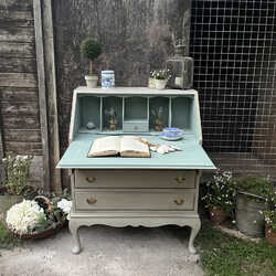 Grey Duck Egg blue Hand Painted Vintage Country Style Bureau Chest Of Drawers