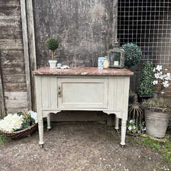 Grey Edwardian Antique Vintage Country Style Cupboard Wash stand Marble Top