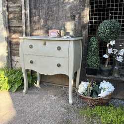 Grey Gustavian / French Country Chic Style Bombe Chest of Drawers Bedside Table