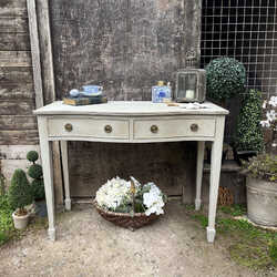 Grey Hand Painted Antique Edwardian Country Style Console Dressing Table Desk