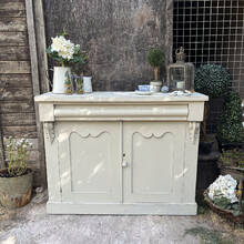 Grey Hand Painted Country Farmhouse Antique Vintage Chiffonier Cupboard Cabinet