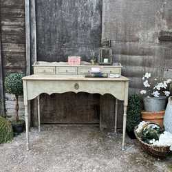 Grey Hand Painted French Country Chic Style Vintage Desk / Console / Dressing Table