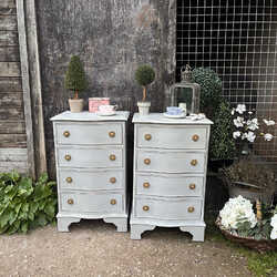 Grey Hand Painted Matching Pair of 4 Drawer Classic Country Style Bedside Tables
