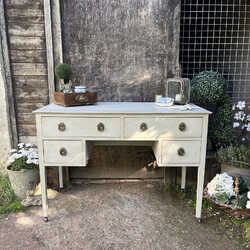 Grey Hand Painted Regency Gustavian Style Antique Vintage Desk Dressing Table