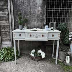Grey Hand Painted Regency Style Vintage Mahogany Console Dressing Table Hall Table Desk