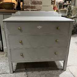 Grey Hand Painted Romantic Country Chic Style Vintage 3 Drawer Chest of Drawers