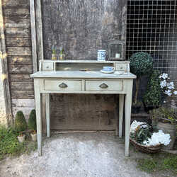 Grey Hand Painted Rustic Country Style Tall Vintage Console Dressing Table Desk