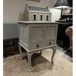 Grey Hand Painted Rustic Country Vintage Bedside Table Cupboard Basin Base