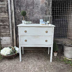Grey Hand Painted Vintage Gustavian Country Chest Of Drawers / Basin base