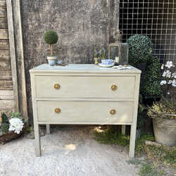 Grey Hand Painted Vintage Gustavian Country Style Chest Of Drawers / Basin base
