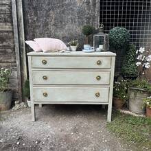Grey Hand Painted Vintage Gustavian Country Style Chest Of Drawers / Basin base