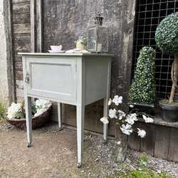 Grey Painted Edwardian Antique Country Bedside Table Wash Stand Basin Base 