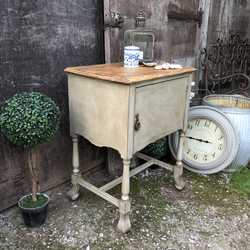Grey Painted Edwardian Country Vintage Pot Cupboard / Bedside Table / Basin Base