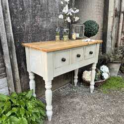 Grey Painted Pine Country Farmhouse Style SIdeboard Console Table Basin Base