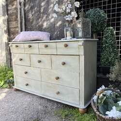 Grey Rustic Country Style 11 Drawer Chest of Drawers TV Stand Buffet Sideboard