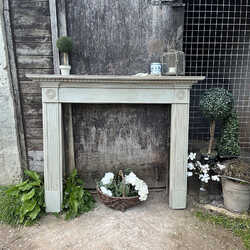 Handsome Grey Hand Painted Vintage Georgian Gustavian Style Wooden Mantelpiece
