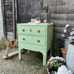 Lime Green Painted Vintage 1940s Retro Bedside Table Chest of Drawers / Basin Base