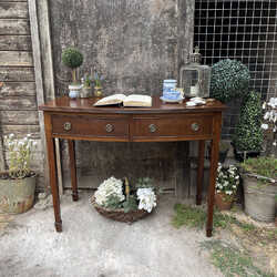 Mahogany Georgian Country Style Antique Vintage Bow Fronted Console Table Desk