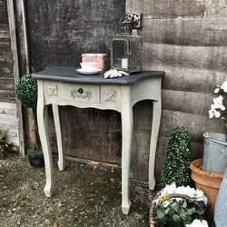 Ornate Grey Hand Painted French Rococo Country Chic Style Console Dressing Table