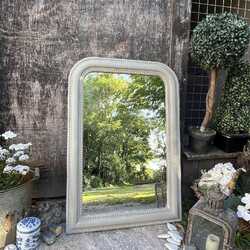 Pretty Decorative Grey Hand Painted Wall Mounted French Country Arched Mirror