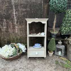 Pretty Grey Hand Painted Wall Mounted Wall 2 Shelves Storage Unit With Drawer