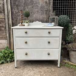Romantic Country Style Grey Hand Painted Vintage Three Drawer Chest Of Drawers