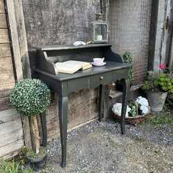 Rustic Black Hand Painted French Country Style Desk / Dressing Table / Console Table