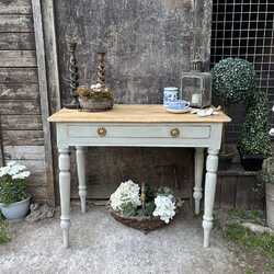 Rustic Grey Hand Painted Antique Pine Country Style Console / Side Table  Desk