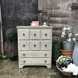Rustic Grey Hand Painted Country Farmhouse style 8 Drawer Chest of Drawers / Cabinet
