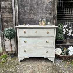 Rustic Grey Hand Painted Gustavian Country Style Vintage 3 Drawer Chest of Drawers
