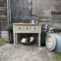 Rustic Grey Hand Painted VIntage Pine Country Farmhouse Style Sideboard Console Table