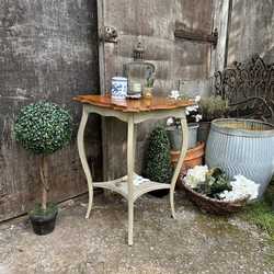 Square Classic Grey Hand Painted Antique / Vintage Mahogany Side / Bedside Table