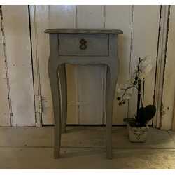 Sweet Narrow Grey Hand Painted Rustic French Country Brocante Style Bedside Table
