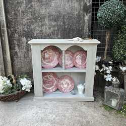 Vintage Country Style Grey Hand Painted  2 Tier Plate Display Wall Storage Unit