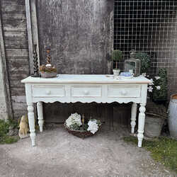 White Hand Painted Rustic 3 Drawer French Country Style Console Table Side Table